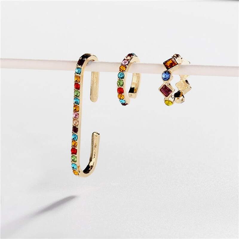 

3pcs Rhinestone Ear Cuff, Multicolor