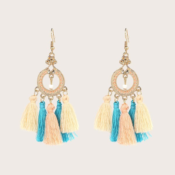 

Tribal Tassel Drop Earrings, Multicolor