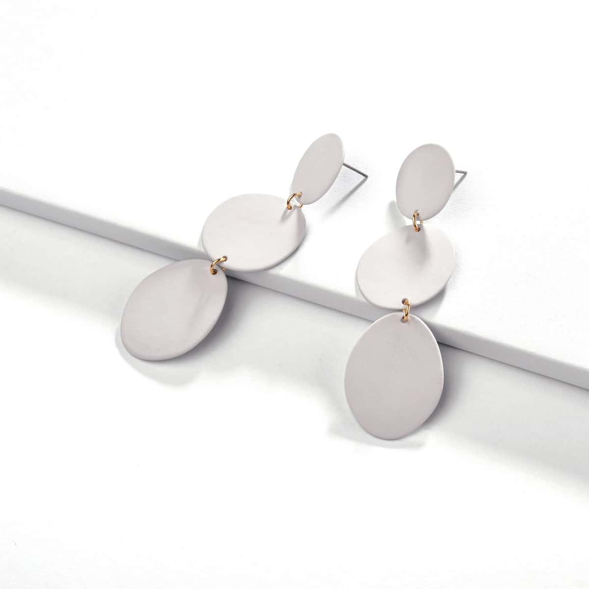 

Geometric Drop Earrings, White