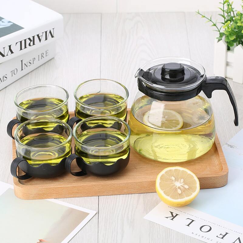 

5pcs Glass Tea Pot Set, Black