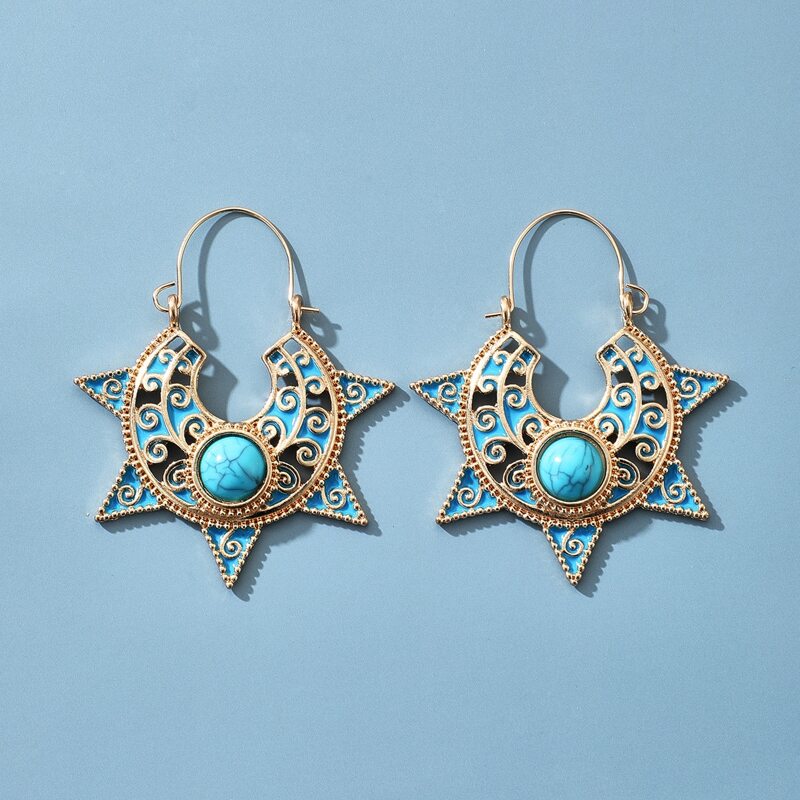 

Turquoise Decor Hoop Earrings, Multicolor