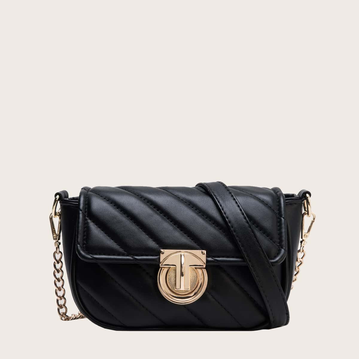 

Flap Chain Crossbody Bag, Black