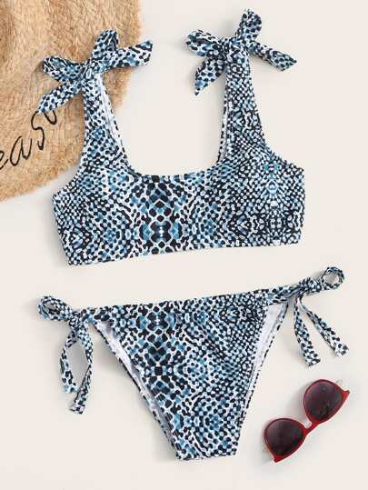 Snakeskin Tie Side Bikini Swimsuit