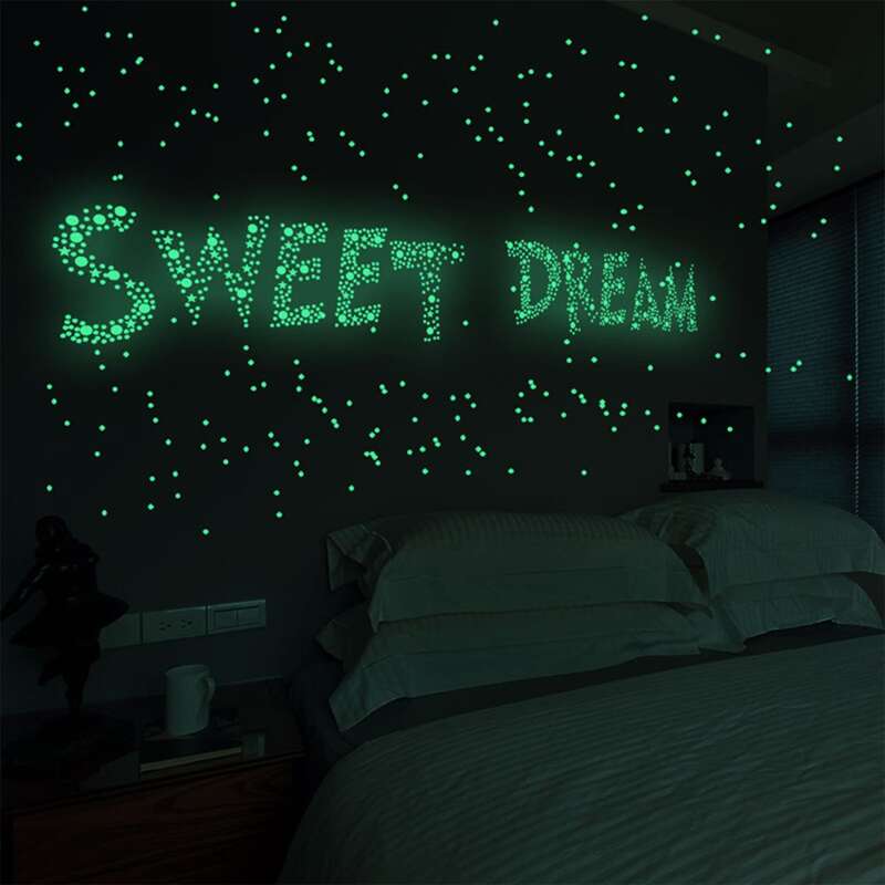

1set Star & Round Luminous Wall Sticker, Yellow
