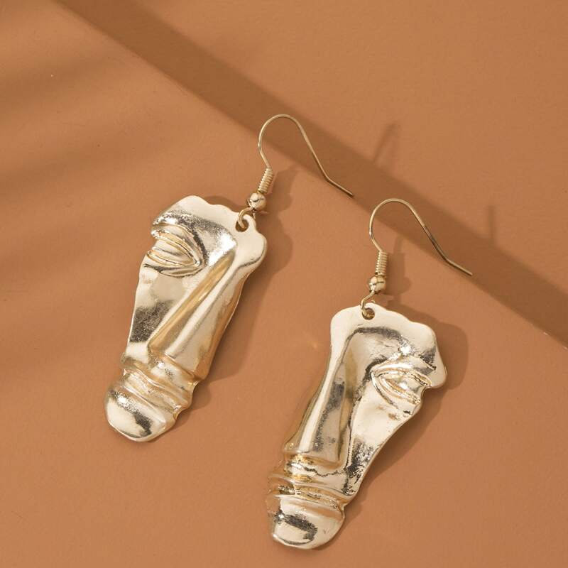 

Metal Face Earrings, Gold