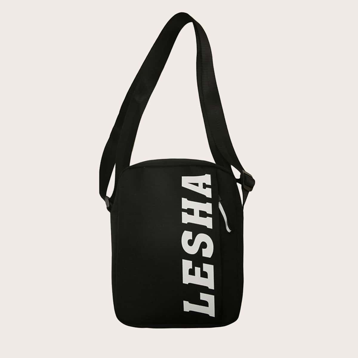 

Guys Letter Graphic Crossbody Bag, Black