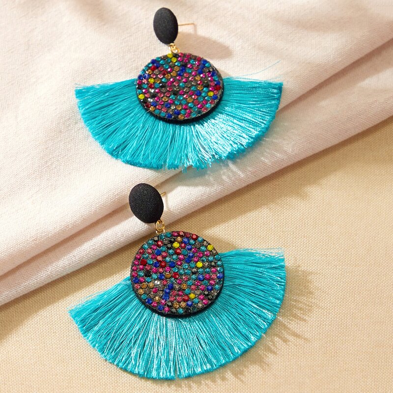 

Rhinestone Tassel Drop Earrings, Multicolor