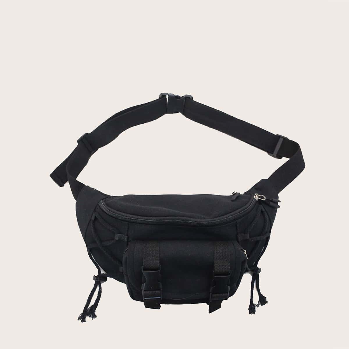

Guys Buckle Decor Fanny Pack, Black