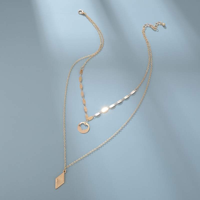

Geometric Charm Layered Necklace, Gold