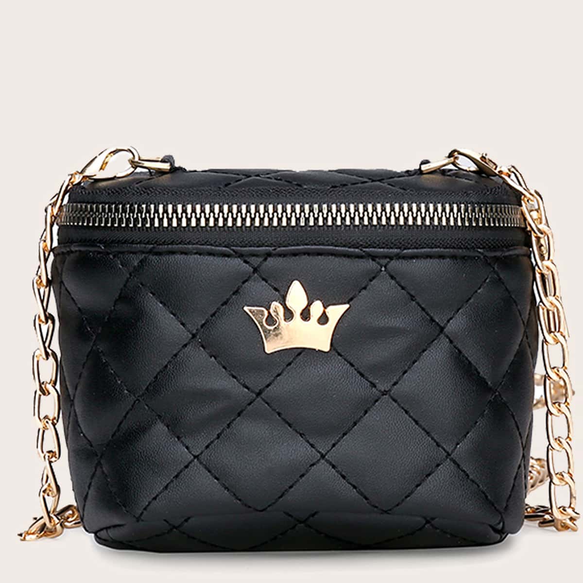 

Quilted Chain Crossbody Bag, Black