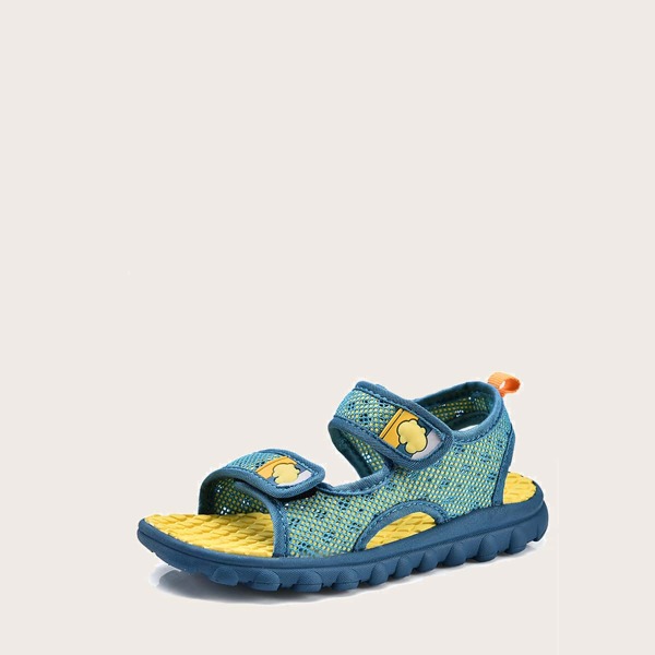 

Boys Fishnet Overlay Velcro Strap Sandals, Blue