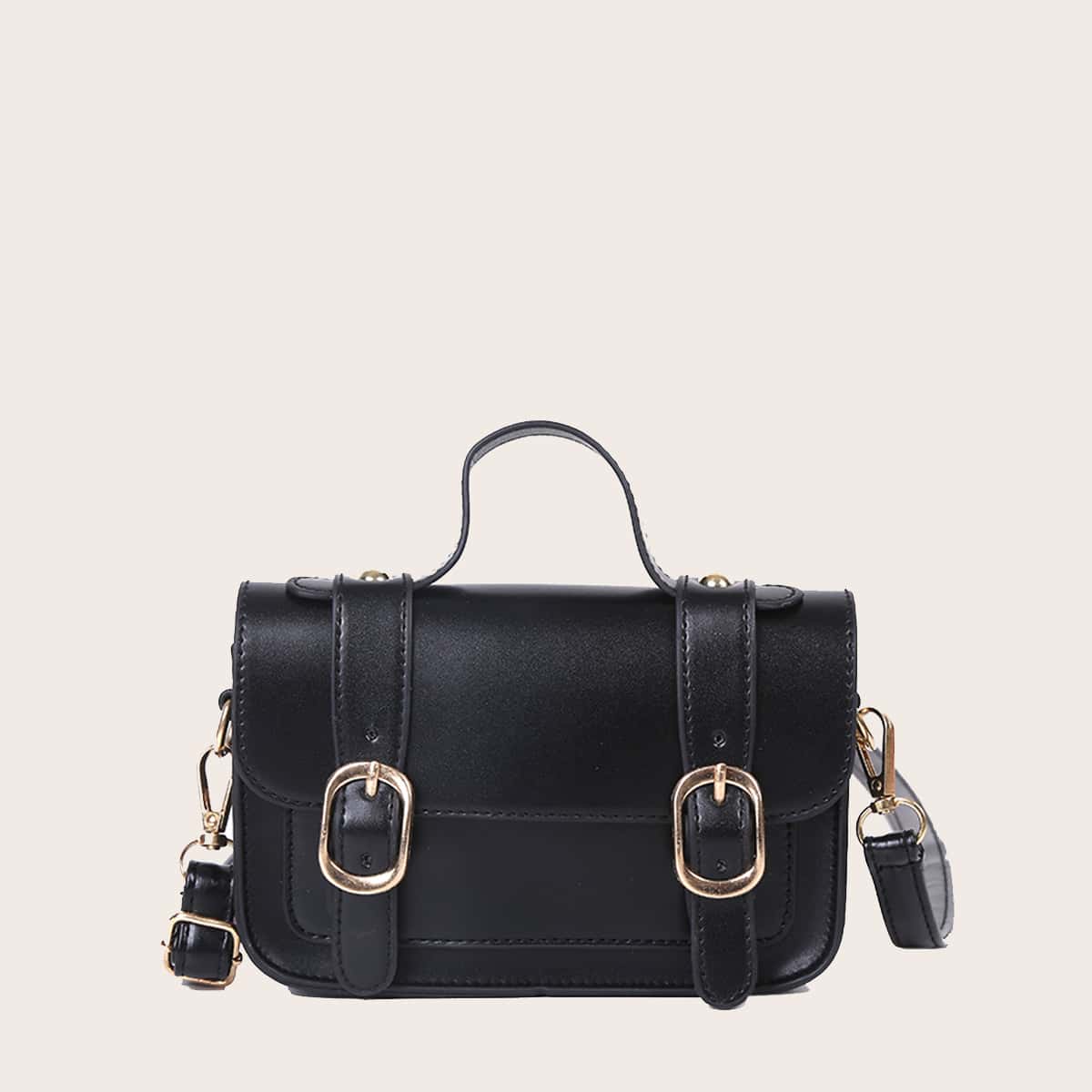 

Minimalist Flap Satchel Bag, Black