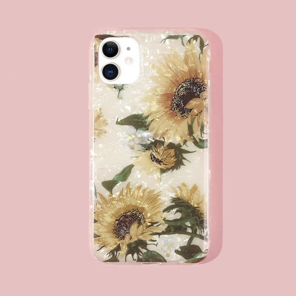 

Sunflower Print Clear iPhone Case, Multicolor