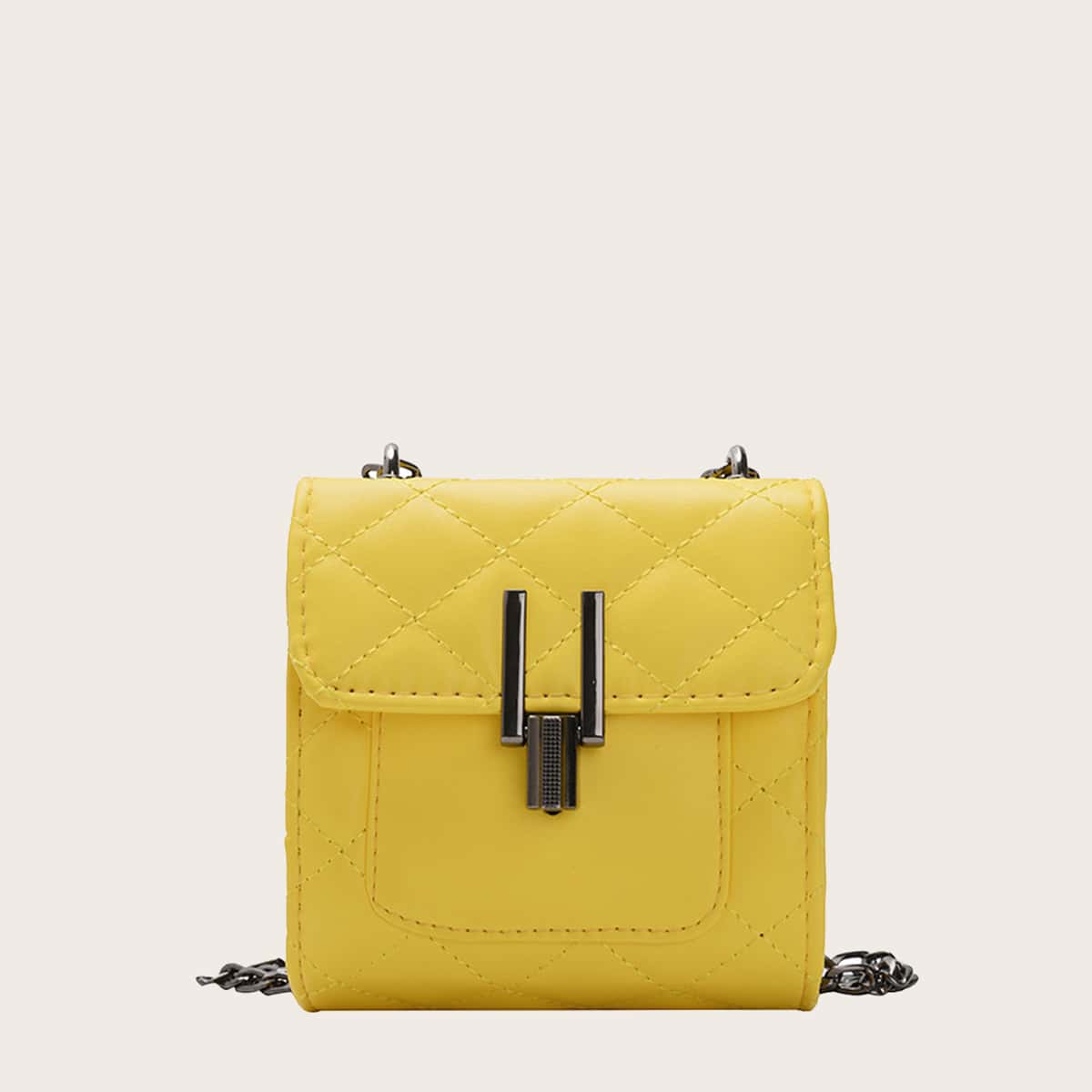

Mini Quilted Chain Crossbody Bag, Yellow