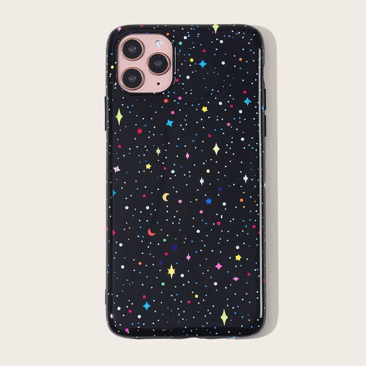 

Moon & Star Print iPhone Case, Black