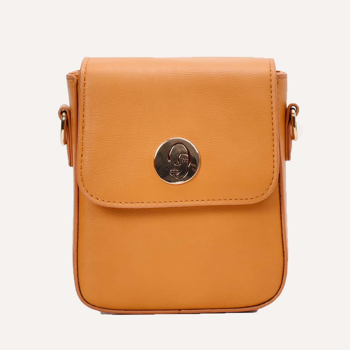 

Plain Flap Crossbody Bag, Orange