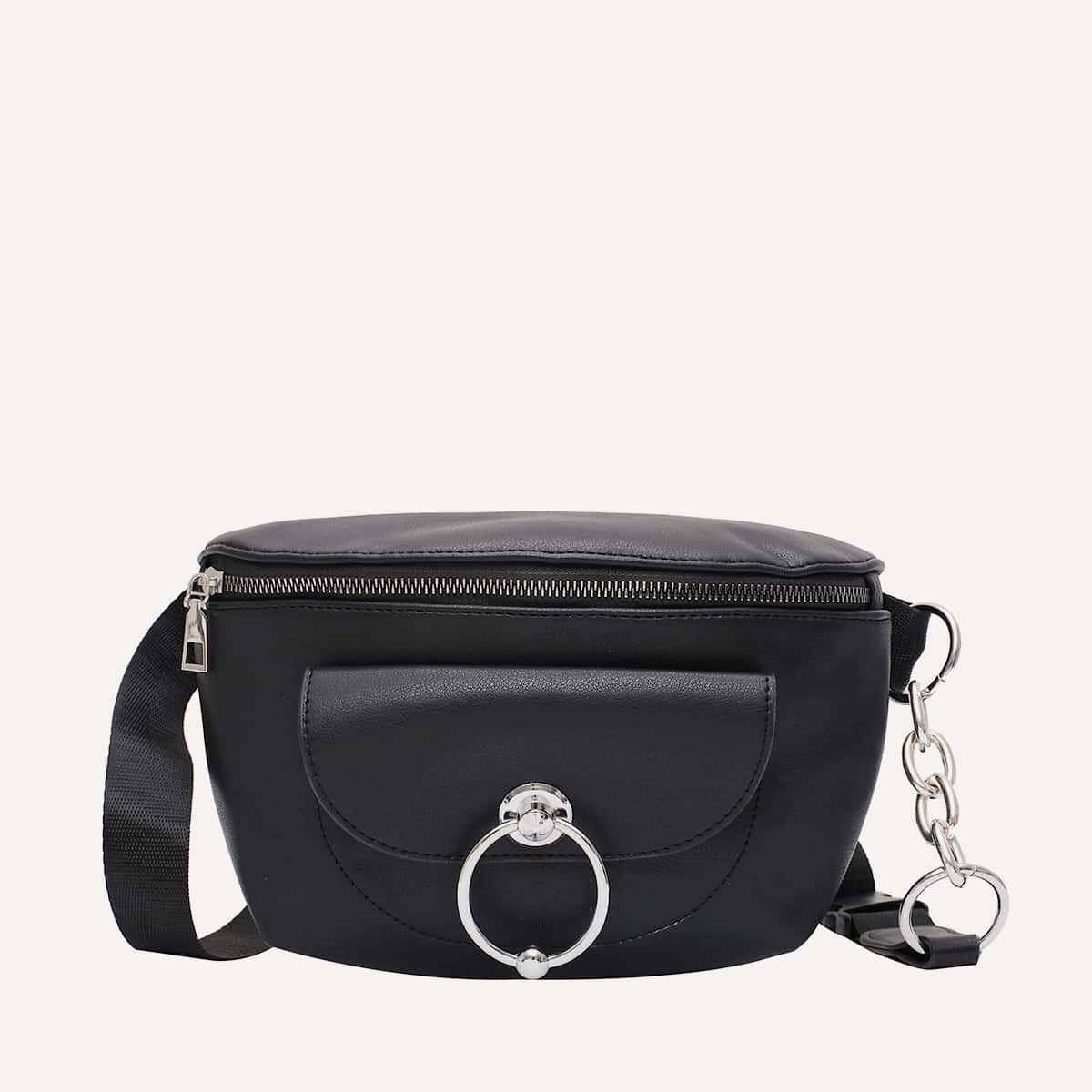 

Minimalist Flap Crossbody Bag, Black