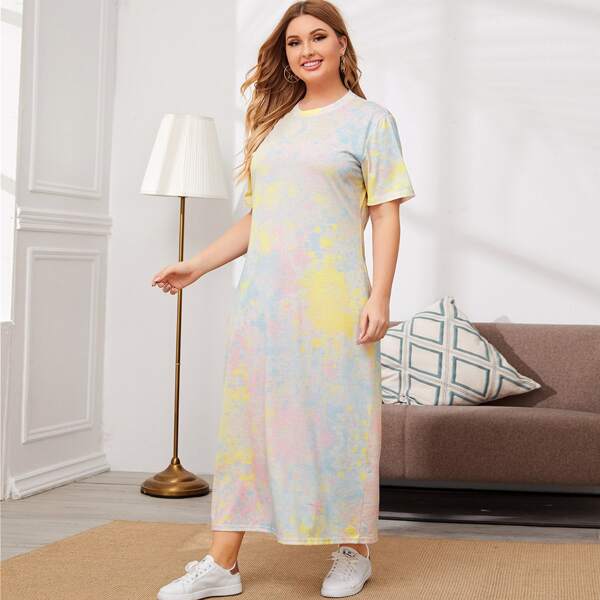 

Plus Tie Dye Tee Dress, Multicolor