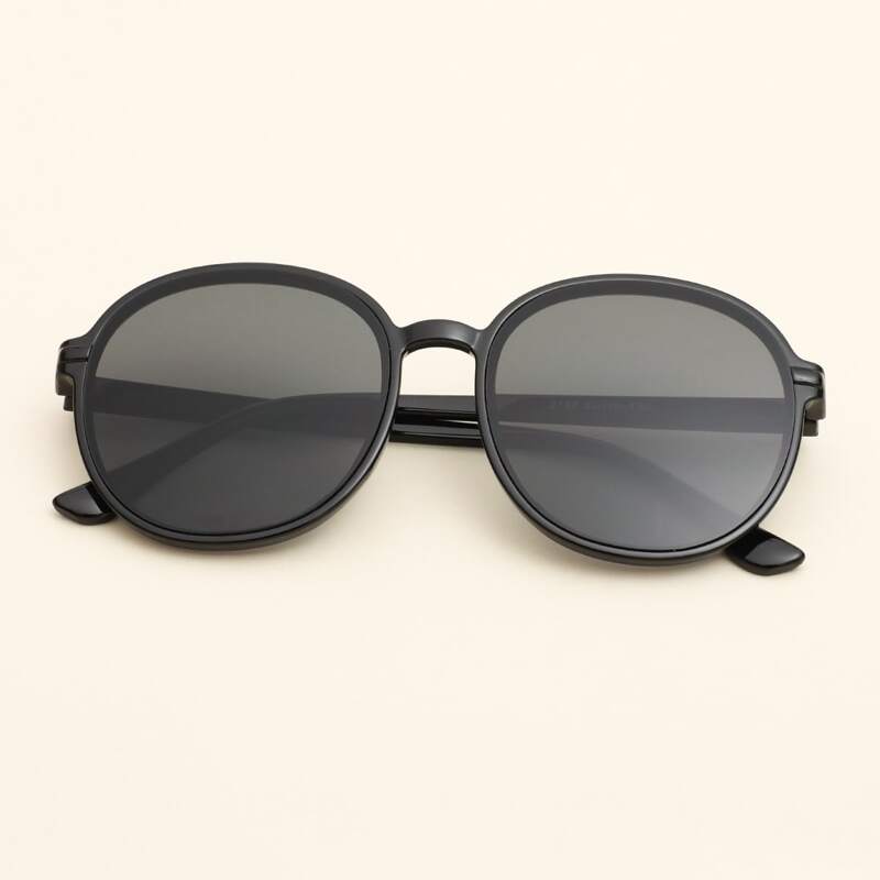 

Round Acrylic Frame Sunglasses, Black