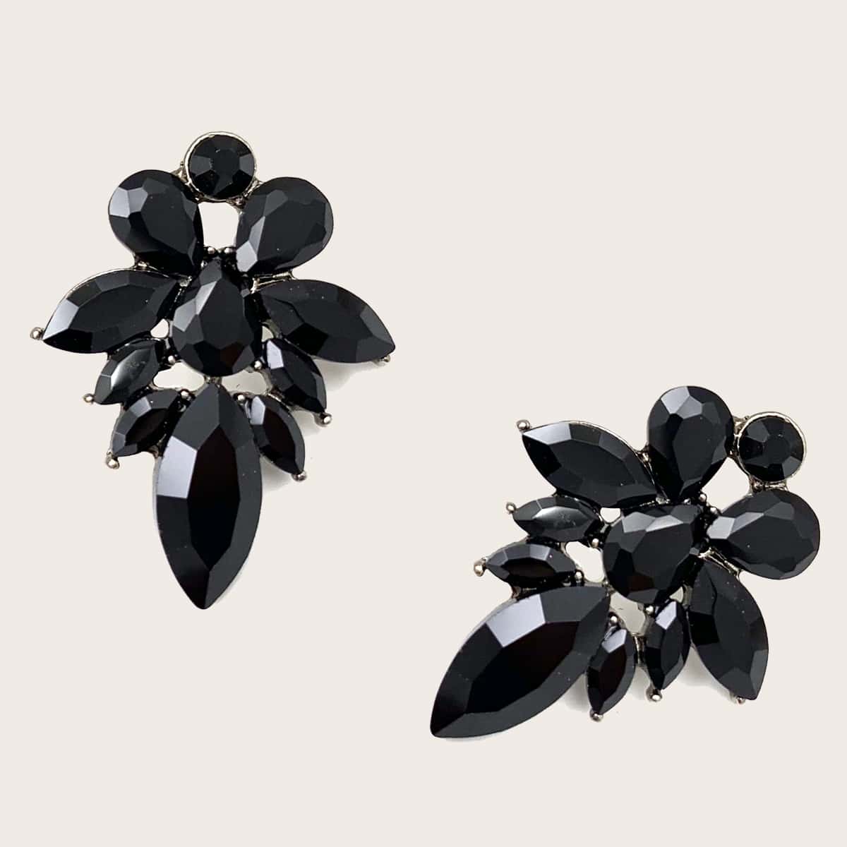 

Gemstone Engraved Stud Earrings, Black