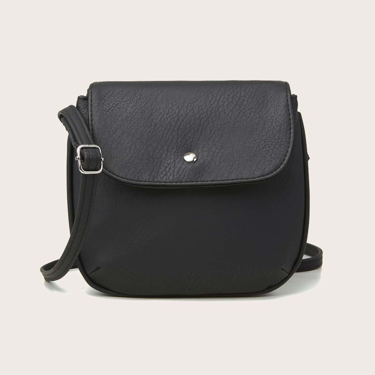 

Minimalist Flap Crossbody Bag, Black