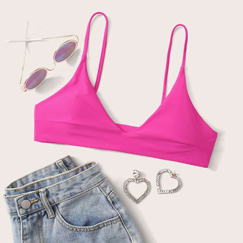 

Adjustable Strap Bikini Top, Pink bright