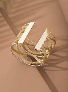 Hollow Out Cuff bangle - Vàng - Xem 4