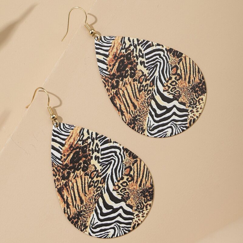

Animal Pattern Water Drop Earrings, Multicolor