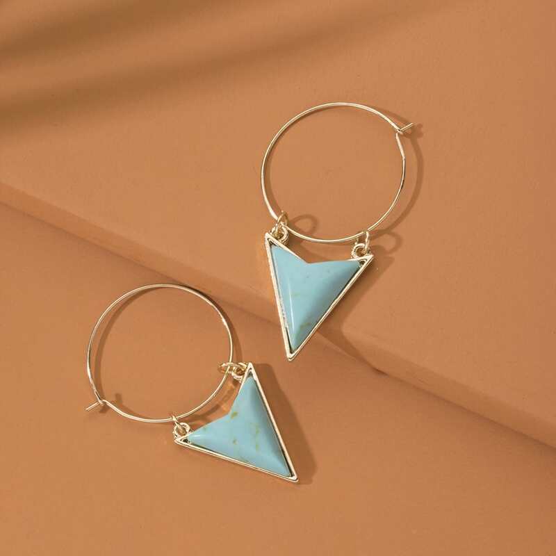 

Gemstone Geometric Drop Earrings, Blue bright