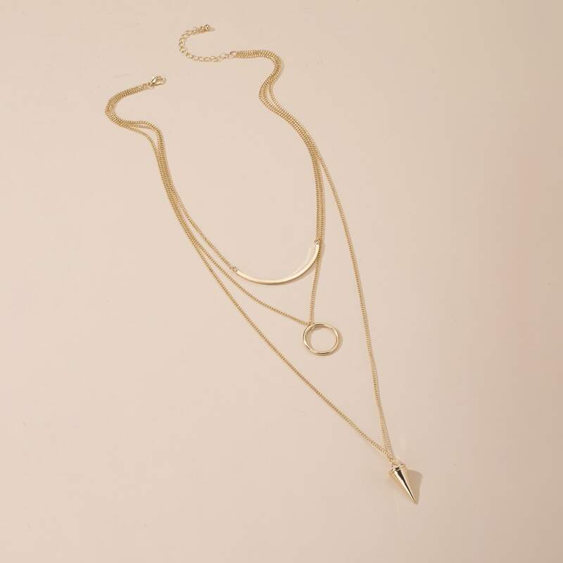 

Geometric Charm Layered Necklace, Gold