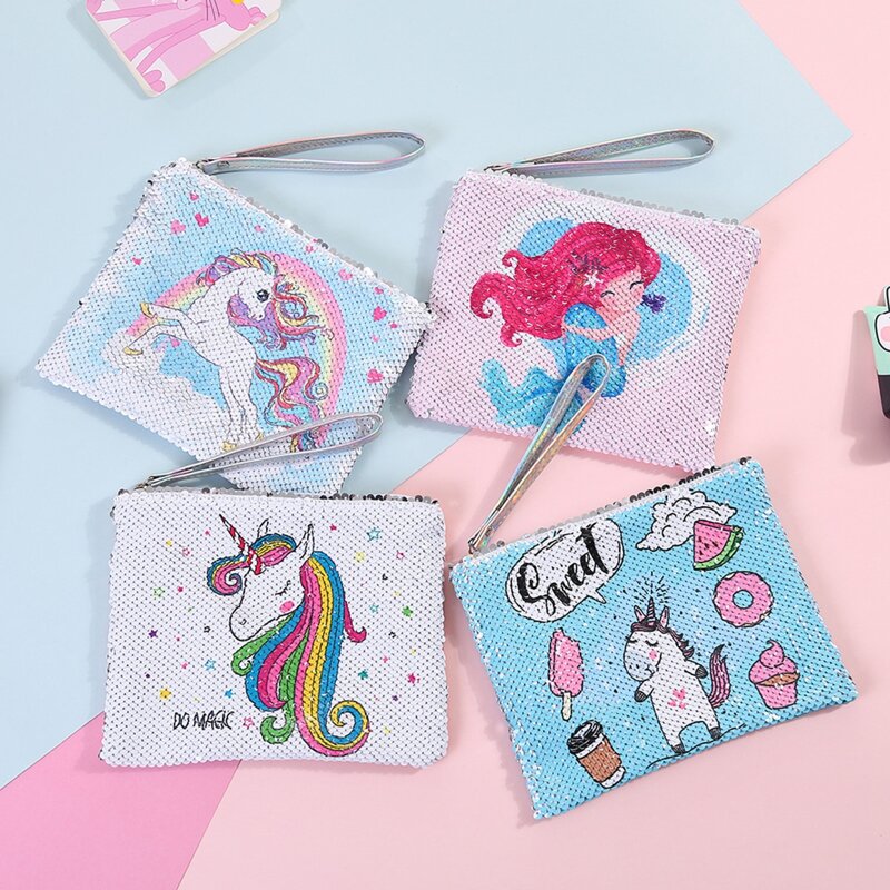 

1pc Sequin Cover Cartoon Pencil Case, Multicolor