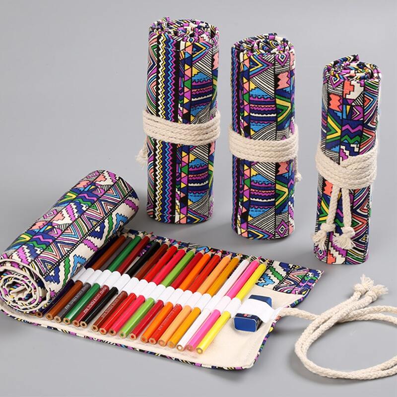 

1pc Tribal Print Roll Pencil Case, Multicolor