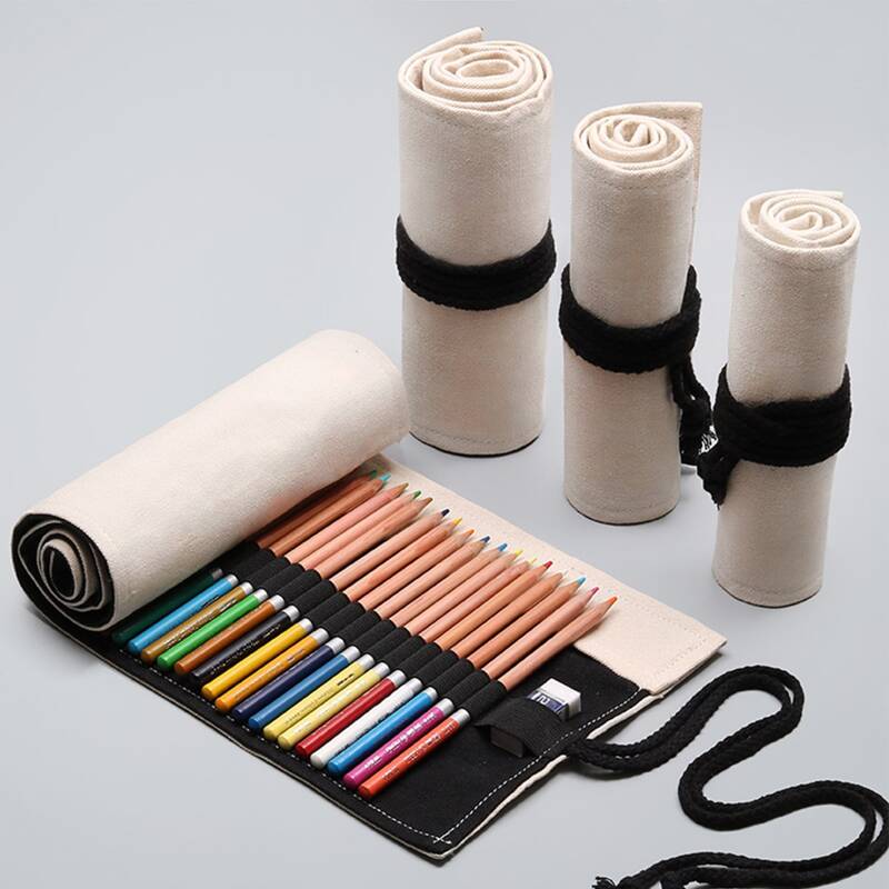 

1pc Solid Roll Pencil Case, White