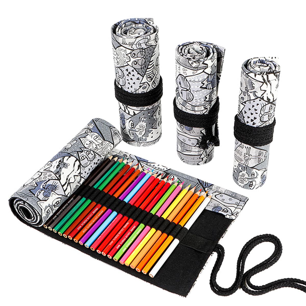 

1pc Cartoon Graphic Roll Pencil Case, Multicolor