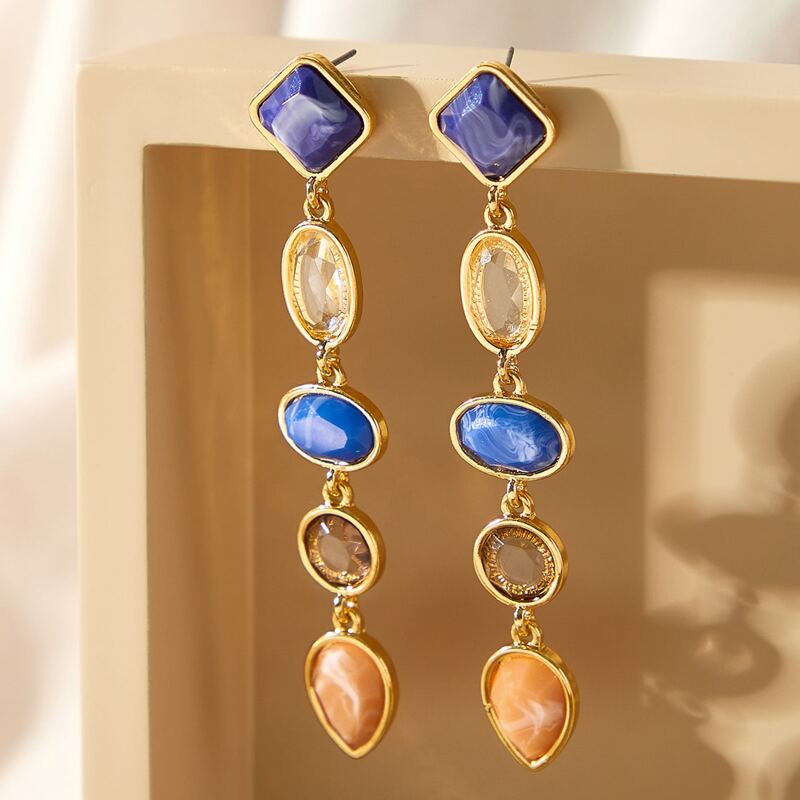 

Color Block Drop Earrings, Multicolor