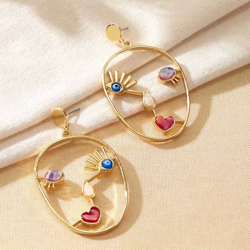 

Figure Charm Drop Earrings, Gold