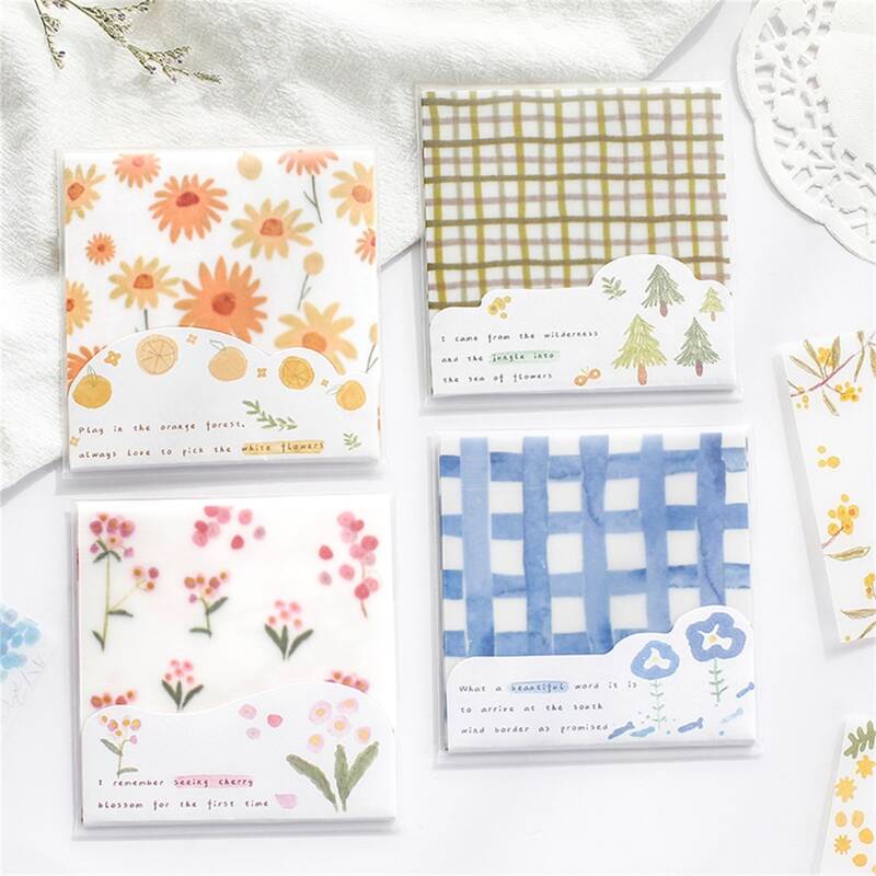 

1pack Flower & Plaid Pattern Sticky Note, Multicolor