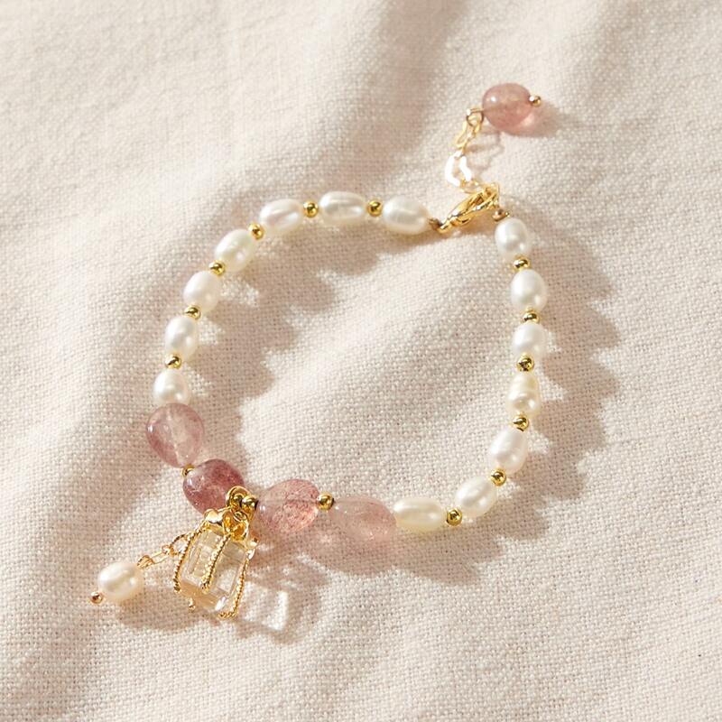 

Stone Charm Beaded Bracelet, White