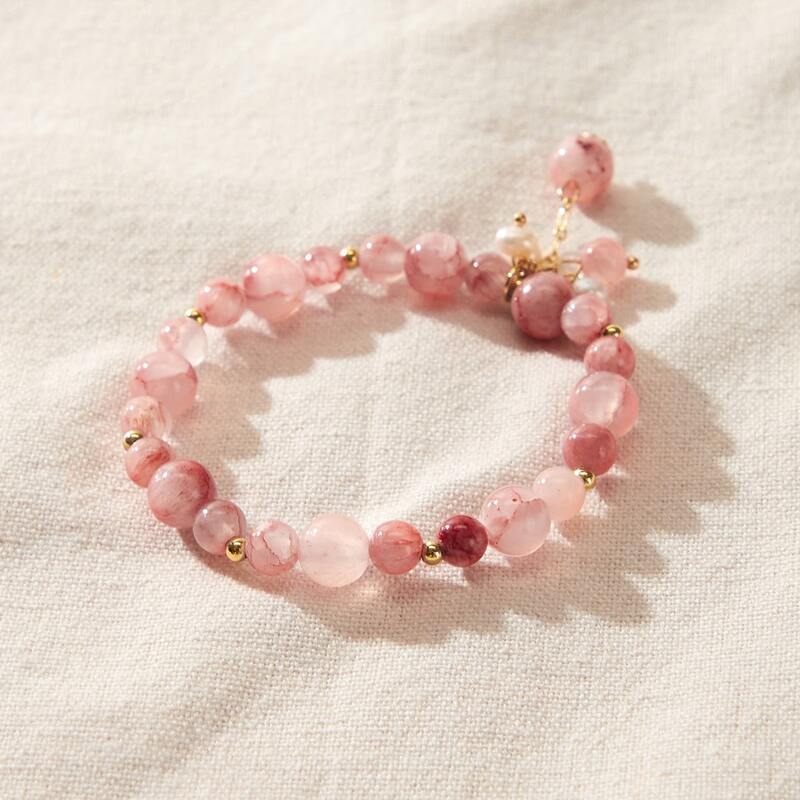 

Crystal Charm Beaded Bracelet, Pink