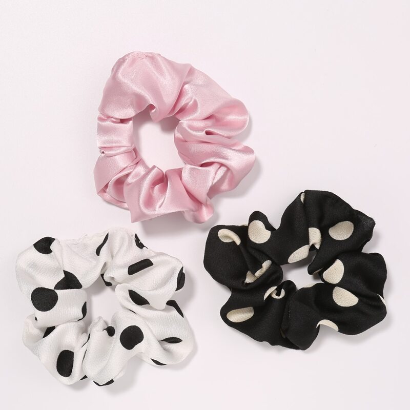 

3pcs Polka Dot Pattern Scrunchie, Multicolor