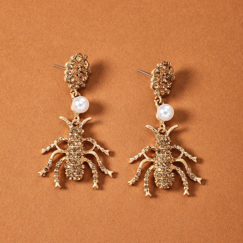 

Spider Charm Drop Earrings, Gold