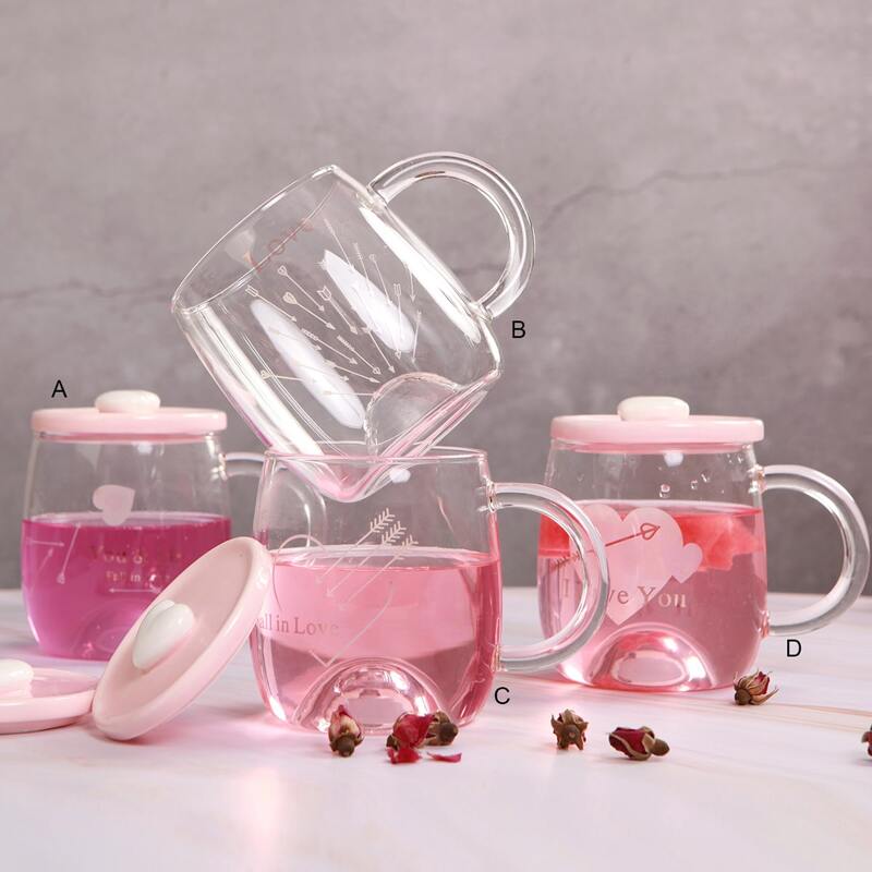 

1pc Arrow Print Glass Cup With Lid