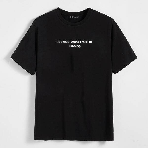 

Men Slogan Graphic Tee, Black