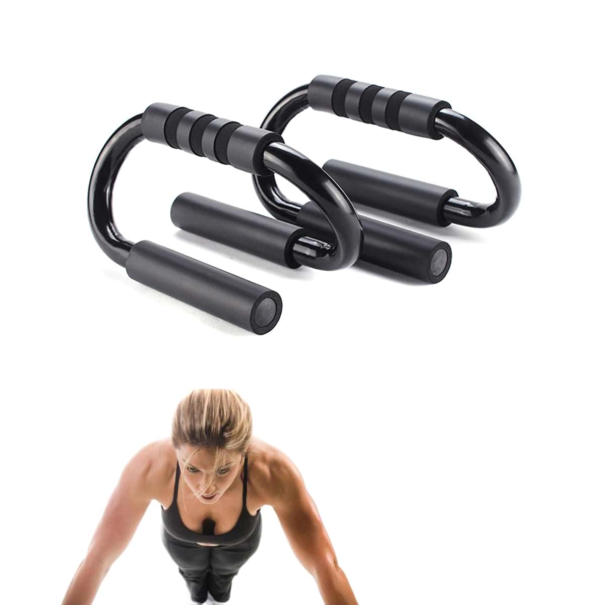 

1pair Solid Push-up Stands, Black