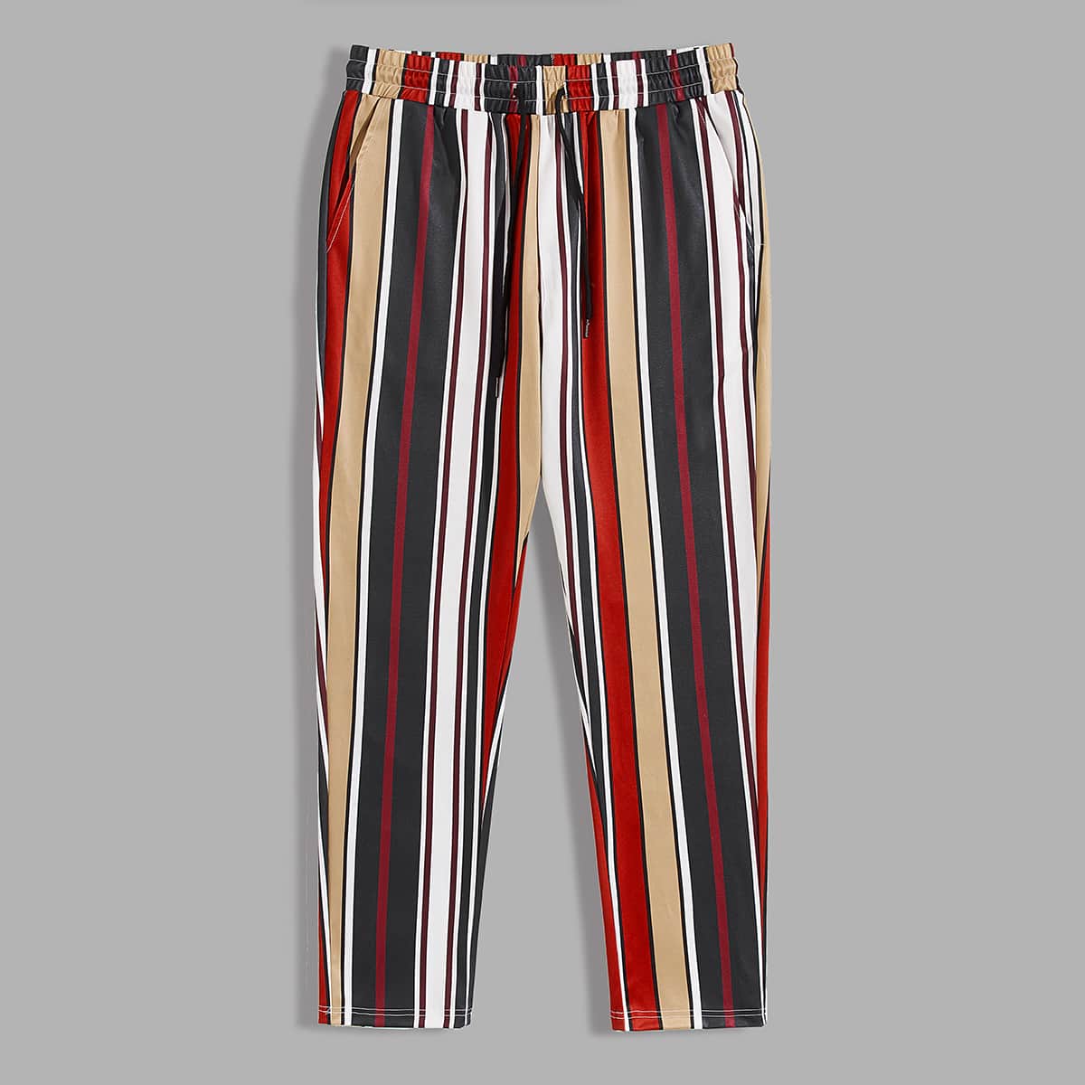 

Guys Drawstring Waist Striped Pants, Multicolor