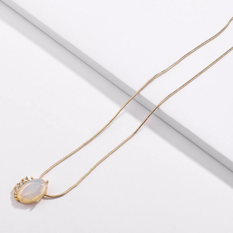 

Natural Stone Charm Necklace, White