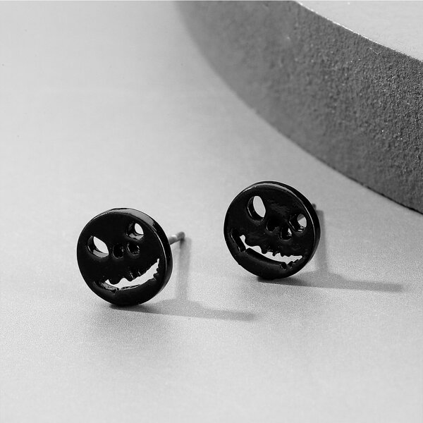 

Men Hollow Out Stud Earrings, Black