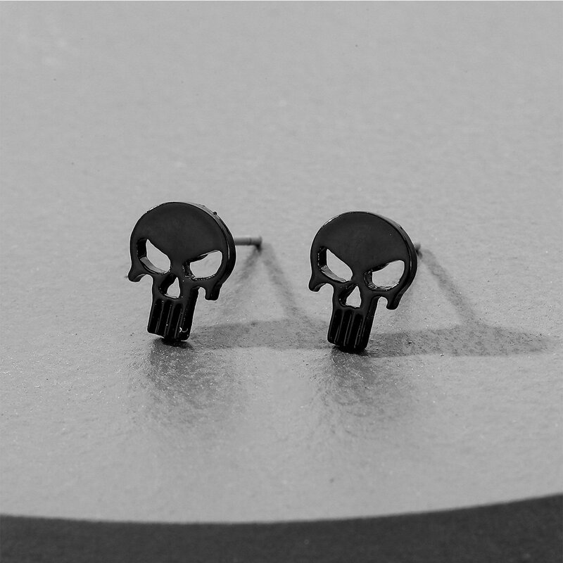 

Guys Hollow Out Skull Earrings, Black