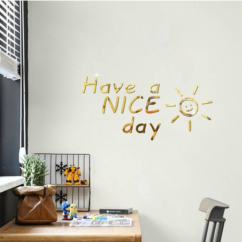 

1pc Slogan Graphic Mirror Surface Wall Sticker, Multicolor