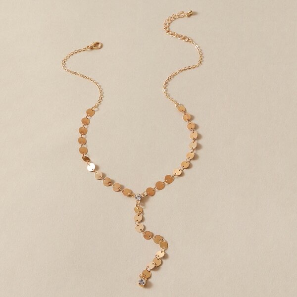 

Disc Y Lariat Necklace, Gold